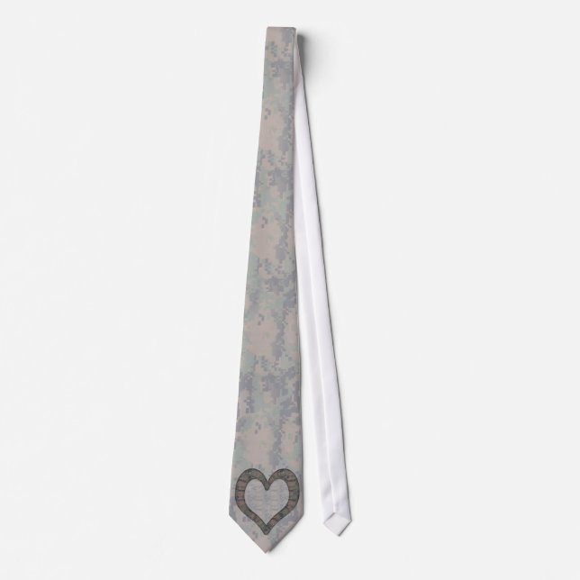 Digital Woodland Camouflage  Heart on Camo Neck Tie (Front)