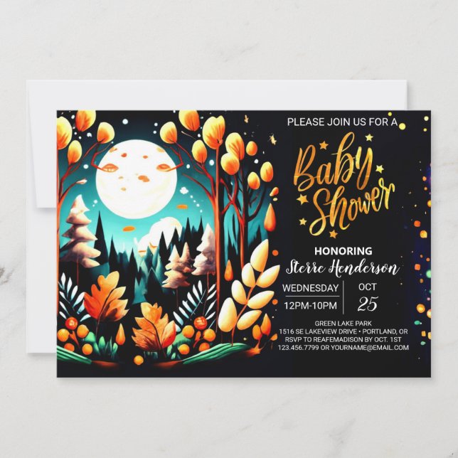 Digital Woodland Digital Editable Baby Shower Invitation (Front)