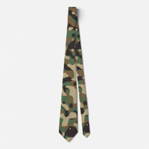 Digital Woodland Military Camouflage Pattern Neck Tie