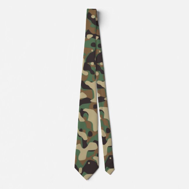 Digital Woodland Military Camouflage Pattern Neck Tie (Front)