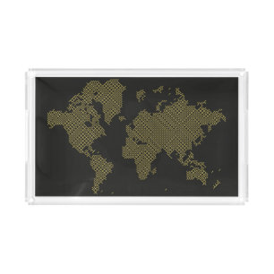 Digital World Map Acrylic Tray