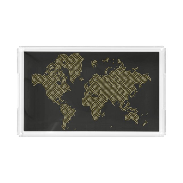 Digital World Map Acrylic Tray (Front)