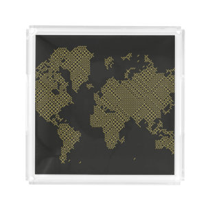 Digital World Map Acrylic Tray