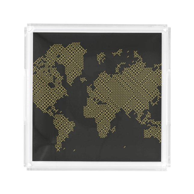 Digital World Map Acrylic Tray (Front)