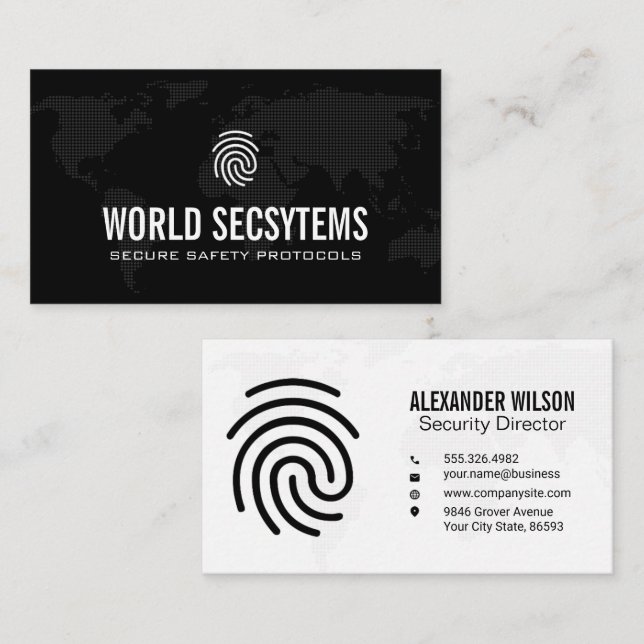 Digital World Map | Finger Print Logo Business Card (Front/Back)