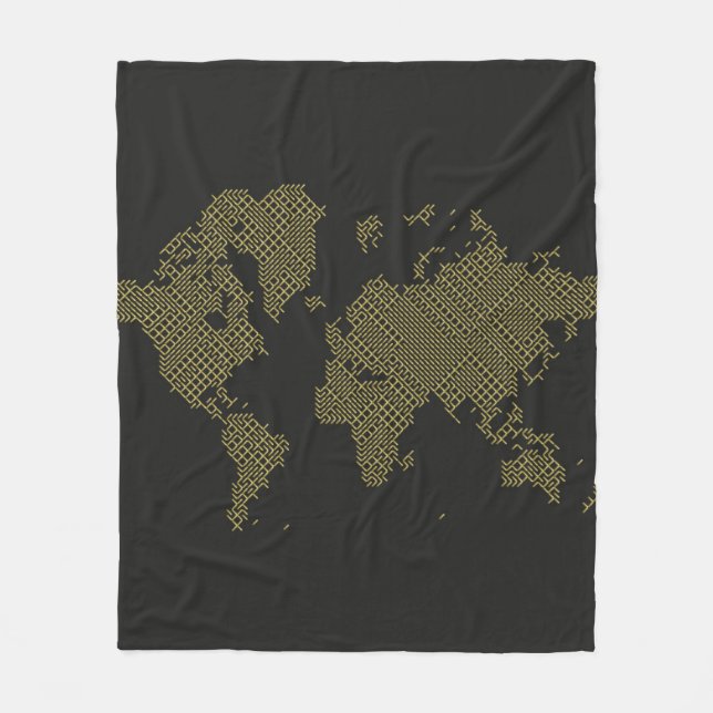 Digital World Map Fleece Blanket (Front)