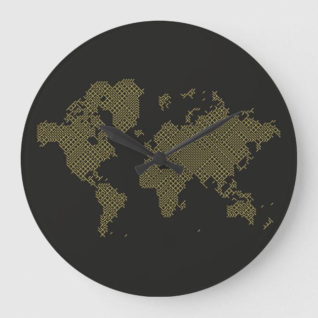 Digital World Map Large Clock (Front)