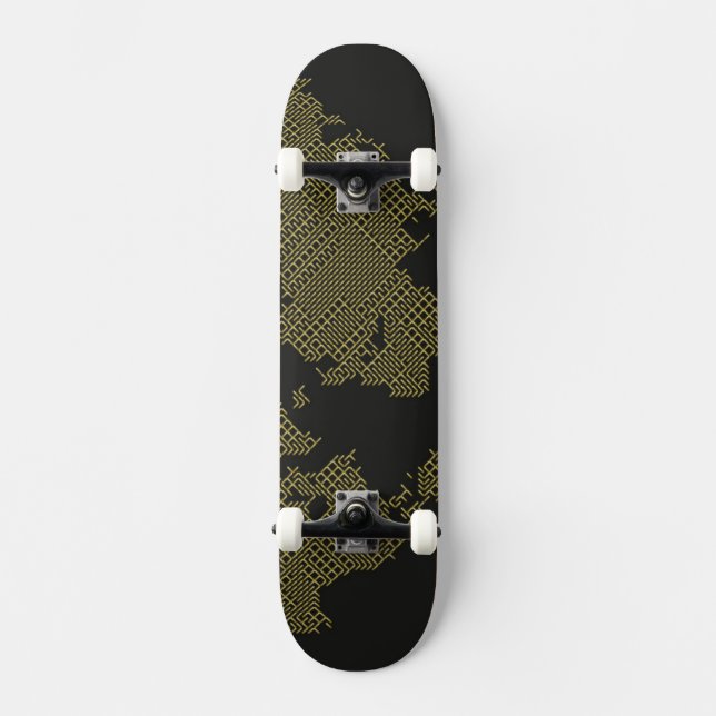 Digital World Map Skateboard Deck (Front)