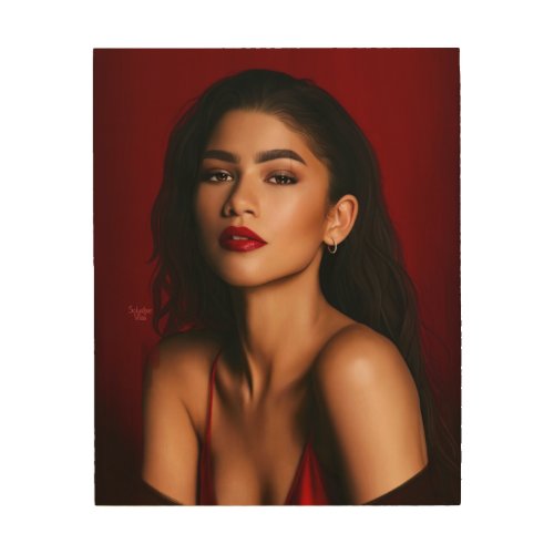 Digital Zendaya Painting Wood Wall Art