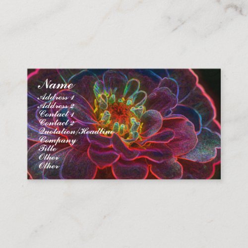 Digital Zinnia Flower Business Card