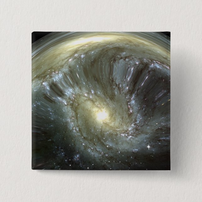 Digitally altered galaxy pinback button (Front)