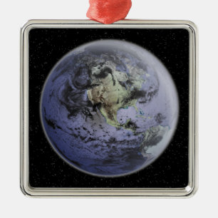 Digitally enhanced image of the Full Earth Metal Ornament