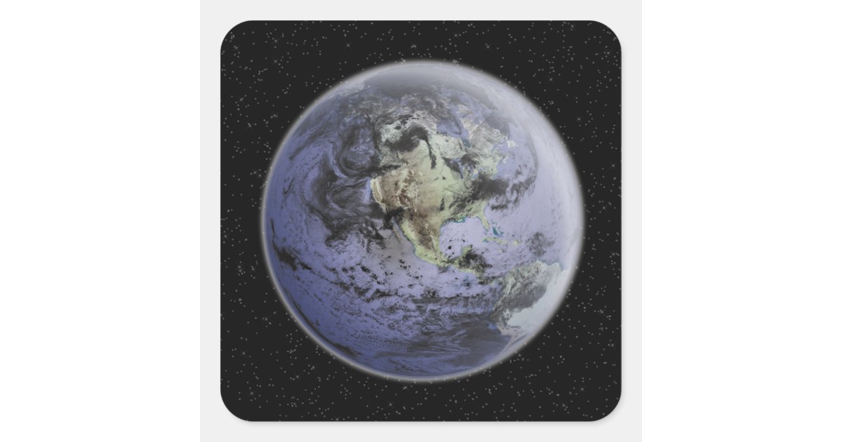 Square Erth Digitally enhanced image of the Full Earth Square Sticker | Zazzle