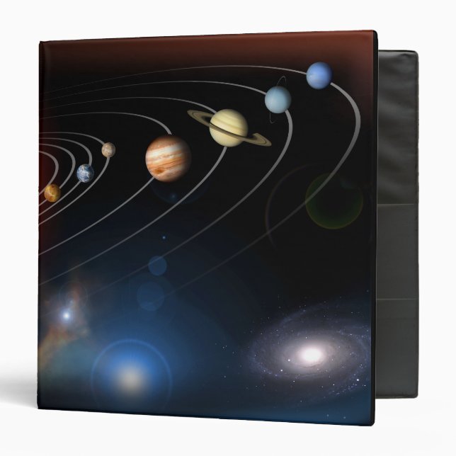 Digitally generated image of our solar system 3 ring binder (Front/Inside)