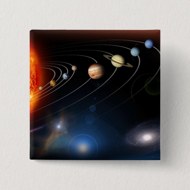 Digitally generated image of our solar system button (Front)