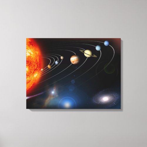 Digitally generated image of our solar system canvas print