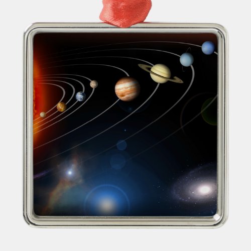 Digitally generated image of our solar system metal ornament