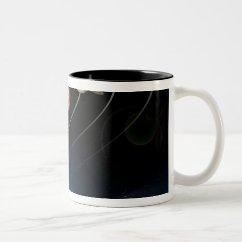 Digitally generated image of our solar system Two_Tone coffee mug