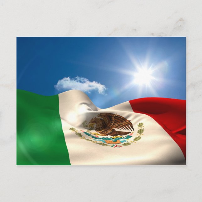 Digitally Generated Mexico Flag Rippling Postcard (Front)