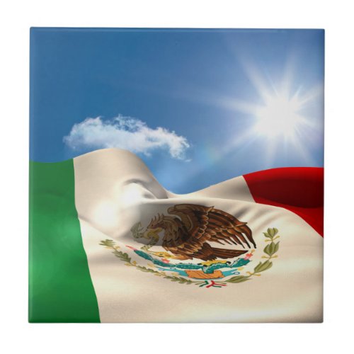 Digitally Generated Mexico Flag Rippling Tile