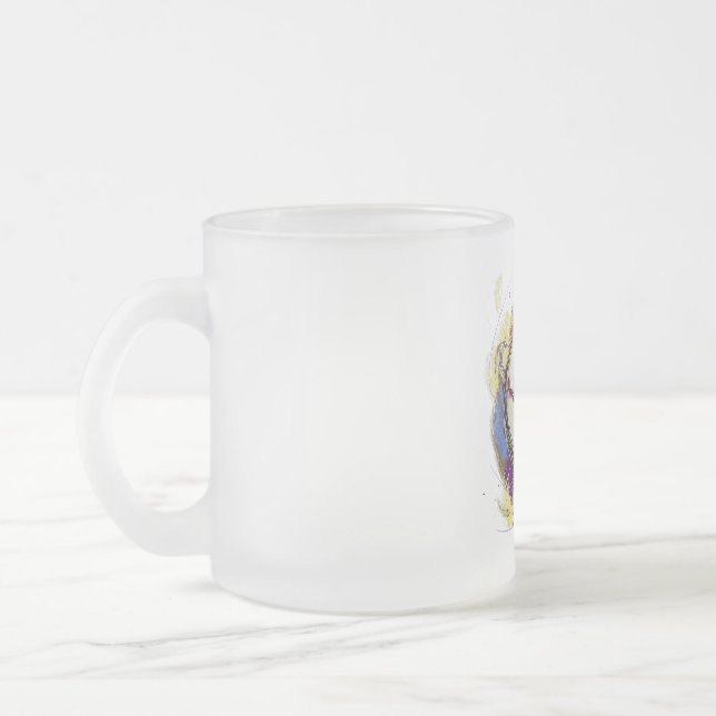 Digitally painted Baseball Design Frosted Glass Coffee Mug (Left)