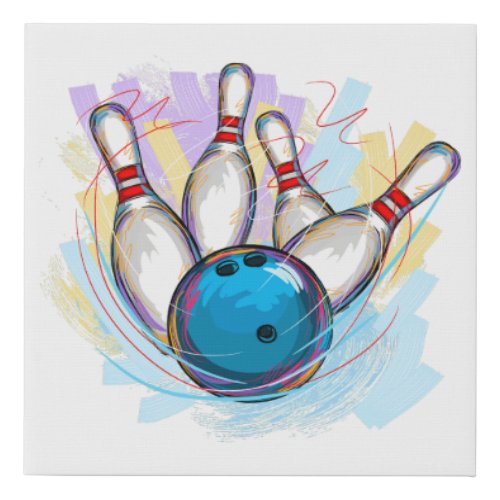Digitally painted Bowling Design Faux Canvas Print