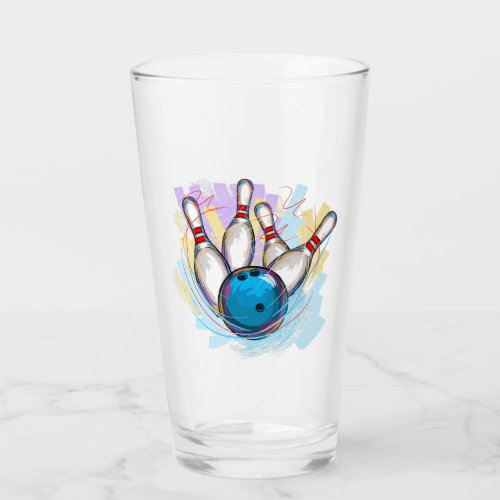 Digitally painted Bowling Design Glass