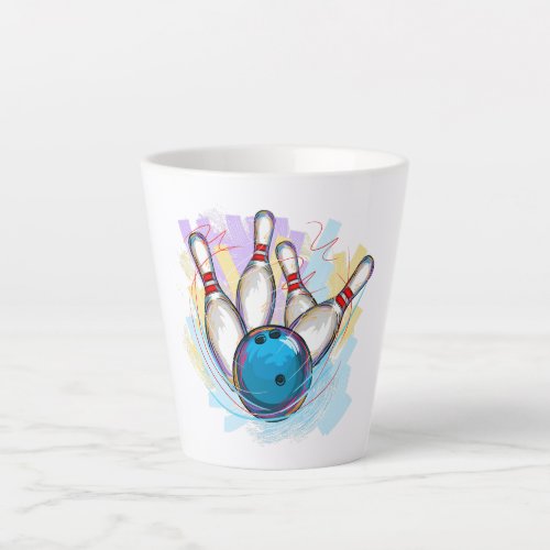Digitally painted Bowling Design Latte Mug