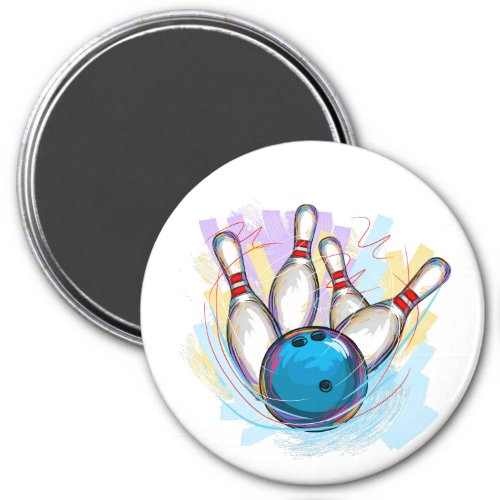 Digitally painted Bowling Design Magnet