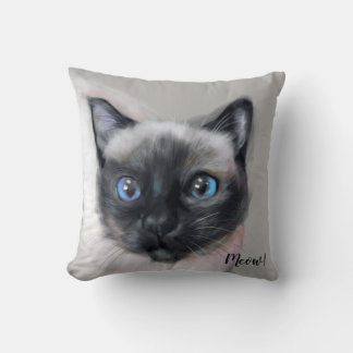 Digitally painted cat. Meow! Throw Pillow