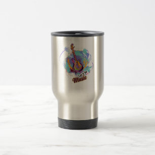 Digitally painted Guitar Design Travel Mug