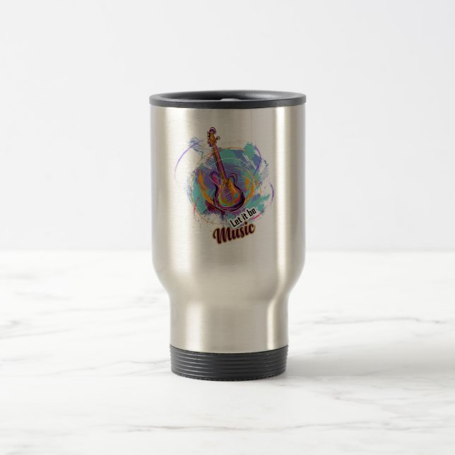 Digitally painted Guitar Design Travel Mug (Center)