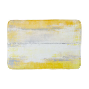 'Digits' Grey and Yellow Abstract Art Bathroom Mat
