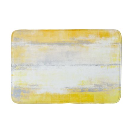 'digits' Grey And Yellow Abstract Art Bathroom Mat