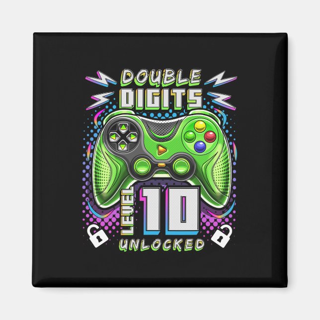 Digits Level 10 Unlocked Video Game 10th Birthday  Magnet (Front)