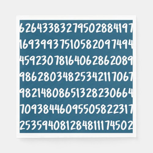 Digits of Pi 314 Math Numbers Design in Blue Napkins