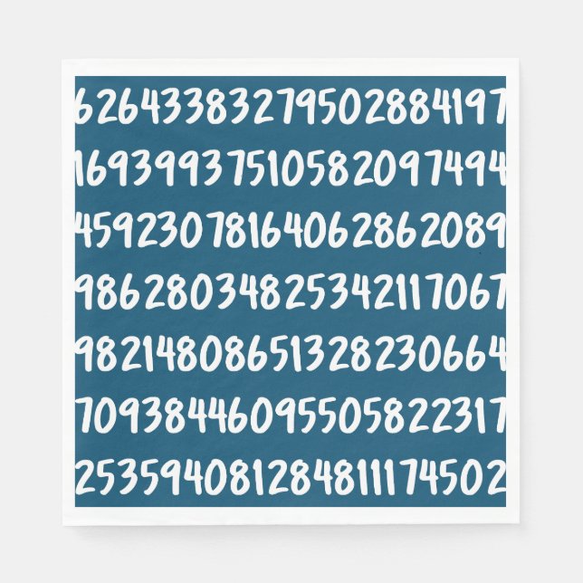 Digits of Pi 3.14 Math Numbers Design in Blue Napkins (Front)