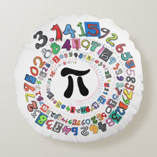 Digits of Pi Form a Colorful Spiral Round Pillow
