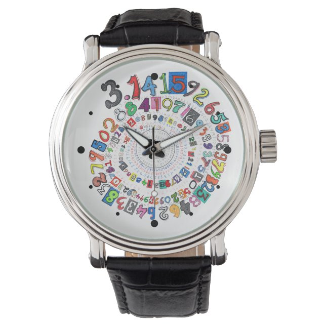 Digits of Pi Form a Colorful Spiral Watch (Front)