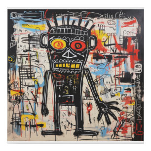 Digittal Artwork in the style of Jean Michel Basqu Faux Canvas Print