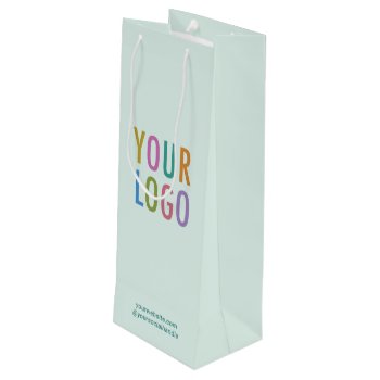 Digiwrap Custom Wine Bag With Logo Mint Green by MISOOK at Zazzle