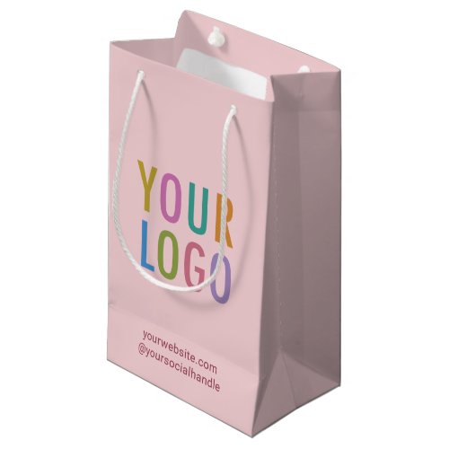 Digiwrap Small Gift Bag Custom Logo Taupe Pink 