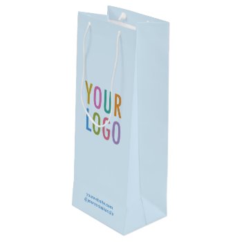 Digiwrap Wine Gift Bag With Custom Logo Light Blue by MISOOK at Zazzle