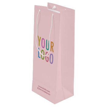 Digiwrap Wine Gift Bag With Custom Logo Taupe Pink by MISOOK at Zazzle