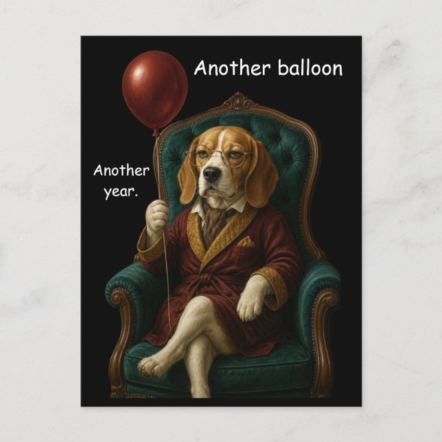 Dignified Beagle Birthday Balloon Postcard (Front)