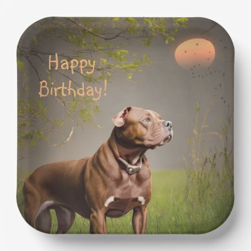 Dignified Brown Pitbull Paper Plates