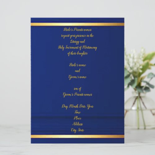 Dignified Cobalt Blue Wedding Invitation