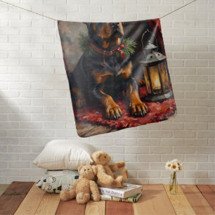 Dignified Rottweiler Dog Christmas Lantern Baby Blanket
