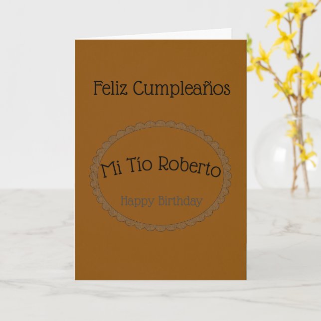 Dignified Spanish Happy Birthday Uncle Card (Yellow Flower)