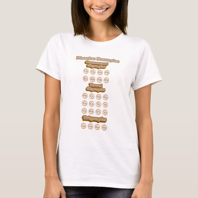 Digraphs, Trigraphs Learning English Phonics T-Shirt (Front)